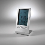 Wetterstation mit blauem LCD Display zum Bedrucken farbe silber dritte Ansicht