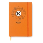 Bedruckbares DIN A5 Notizbuch mit softem PU-Cover und liniertes Papier farbe orange Hauptansicht