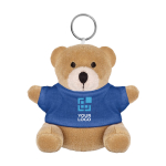 Schlüsselanhänger mit Teddy-Bär als bedruckbares Werbegeschenk farbe blau Ansicht mit Druckbereich