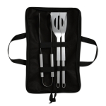 3-teiliges Grillset aus Edelstahl in einer schwarzen Non Woven Tasche farbe schwarz