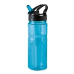 Trinkflasche aus BPA freiem PCTG mit Strohhalm, 500 ml farbe blau-transparent