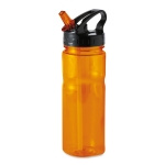 Trinkflasche aus BPA freiem PCTG mit Strohhalm, 500 ml farbe orange-transparent