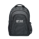 Bedruckbarer Laptoprucksack aus Polyester 1680D in Schwarz, 15” Ansicht mit Druckbereich