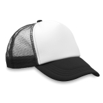 Cap mit weißen Frontpanel und 4 Panele aus Mesh bedrucken farbe schwarz