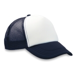 Cap mit weißen Frontpanel und 4 Panele aus Mesh bedrucken farbe blau