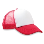 Cap mit weißen Frontpanel und 4 Panele aus Mesh bedrucken farbe rot