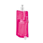 Faltbare Trinkflasche aus PE mit Karabiner, 460 ml farbe rosa Ansicht mit Logo 4