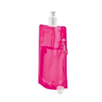 Faltbare Trinkflasche aus PE mit Karabiner, 460 ml farbe rosa vierte Ansicht