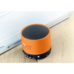 Bedruckbarer runder Bluetooth-Lautsprecher mit farbigen LEDs farbe orange Stimmungsbild 2 fünfte Ansicht