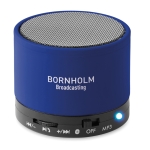 Bedruckbarer runder Bluetooth-Lautsprecher mit farbigen LEDs farbe köngisblau Hauptansicht