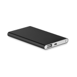 Flache Powerbank aus Aluminium mit Logo bedrucken, 4.000 mAh farbe schwarz