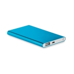 Flache Powerbank aus Aluminium mit Logo bedrucken, 4.000 mAh farbe blau