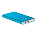 Flache Powerbank aus Aluminium mit Logo bedrucken, 4.000 mAh farbe blau Hauptansicht zweite Ansicht