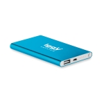 Flache Powerbank aus Aluminium mit Logo bedrucken, 4.000 mAh farbe blau zweite Hauptansicht