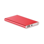 Flache Powerbank aus Aluminium mit Logo bedrucken, 4.000 mAh farbe rot