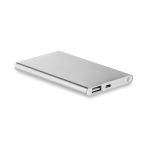 Flache Powerbank aus Aluminium mit Logo bedrucken, 4.000 mAh farbe mattsilber