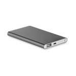 Flache Powerbank aus Aluminium mit Logo bedrucken, 4.000 mAh farbe titan