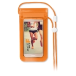 Wasserfeste Smartphone-Hülle aus PVC mit Band für Outdoor-Aktivitäten farbe orange-transparent Hauptansicht zweite Ansicht