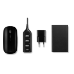 Set mit Mouse, Hub, Adapter und Powerbank bedruckt, 4000 mAh farbe schwarz zweite Ansicht