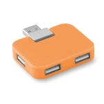 Günstiger USB Hub aus ABS mit 4 Ports als Werbeartikel farbe orange