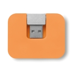 Günstiger USB Hub aus ABS mit 4 Ports als Werbeartikel farbe orange dritte Ansicht