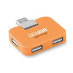 Günstiger USB Hub aus ABS mit 4 Ports als Werbeartikel farbe orange Hauptansicht