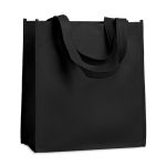 Günstige Non-Woven-Tasche mit kurzen Griffen mit Logo, 80 g/m2 farbe schwarz