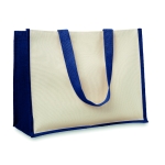 Jutetasche mit Canvas mit laminiertem Innenraum mit Logo farbe blau