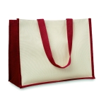 Jutetasche mit Canvas mit laminiertem Innenraum mit Logo farbe rot