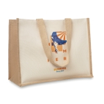 Jutetasche mit Canvas mit laminiertem Innenraum mit Logo farbe beige zweite Hauptansicht