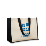 Jutetasche mit Canvas mit laminiertem Innenraum mit Logo Ansicht mit Druckbereich