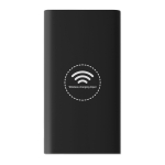 Powerbank für kabellose Aufladung mit gummiertem Finish, 8.000 mAh farbe schwarz vierte Ansicht