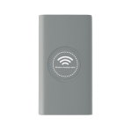 Powerbank für kabellose Aufladung mit gummiertem Finish, 8.000 mAh farbe grau zweite Ansicht