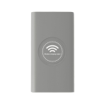 Powerbank für kabellose Aufladung mit gummiertem Finish, 8.000 mAh farbe grau dritte Ansicht