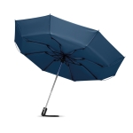 Faltbarer automatischer reversibler Regenschirm mit passender Hülle farbe blau vierte Ansicht