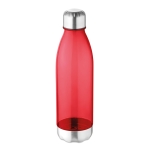 Flasche aus Plastik mit Verschluss und Edelstahlboden, BPA frei, 600 ml farbe rot-transparent