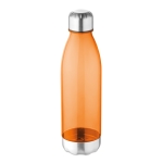 Flasche aus Plastik mit Verschluss und Edelstahlboden, BPA frei, 600 ml farbe orange-transparent