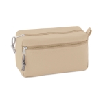 Kosmetiktasche mit doppeltem Reißverschluss aus Polyester farbe beige