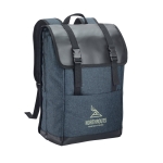 Laptoprucksack aus hochdichtem Gewebe vorne bedrucken, 17'' farbe blau Ansicht mit Logo 1