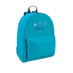 Kinderrucksack mit Fronttasche und gepolsterten Trägern, Colors farbe hellblau Ansicht mit Logo 1