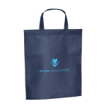 Günstige Non-Woven-Tasche mit kurzen Henkeln, 80 g/m2 farbe blau Ansicht mit Logo 1