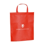 Günstige Non-Woven-Tasche mit kurzen Henkeln, 80 g/m2 farbe rot Ansicht mit Logo 1