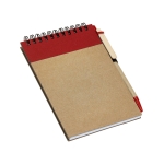 Notizblock mit Hardcover-Karton und recyceltem Papier und Kuli, A6 farbe rot