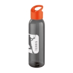 Elegante schwarze Firmenflasche mit farbigem Deckel, 600 ml farbe orange Ansicht mit Logo 1