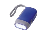 Einfache Taschenlampe mit Dynamo mit 3 LED_Lichtern mit Logo bedrucken farbe blau