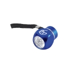 Kleine Aluminium-Taschenlampe mit 6 LED-Lichtern und Halteschlaufe farbe blau Ansicht mit Logo 1