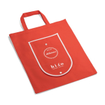 Faltbare Non-Woven-Tasche mit Henkel für den Transport, 80 g/m2 farbe rot Ansicht mit Logo 4