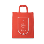 Faltbare Non-Woven-Tasche mit Henkel für den Transport, 80 g/m2 farbe rot Ansicht mit Logo 1