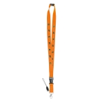 Lanyard mit Schnalle und Sicherheitsverschluss für Messen farbe orange Ansicht mit Logo 2