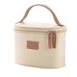 Kulturtasche aus Lederimitat und Mikrofaser mit Tragegriff farbe beige